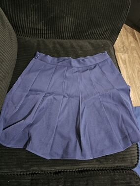 Better Be Navy Blue Pleated Skater Skirt